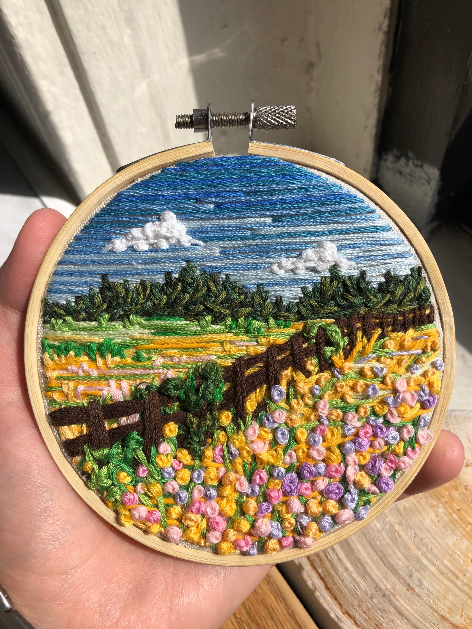 Wildflower field embroidery  handmade landscape embroidery  etsy Wildflower field embroidery  handmade landscape embroidery  etsy