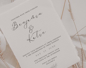 Minimalist Wedding Invitation, 100% Editable on Canva, #CAMPOS