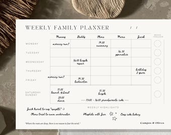 Weekly Family Planner for Multiple Kids - Tear off Notepad with Inspirational Family Quotes | A4