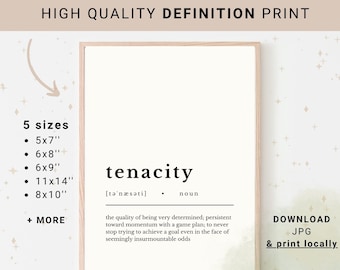 Tenacity Definition Print, Minimalist Wall Art (Digital Download)