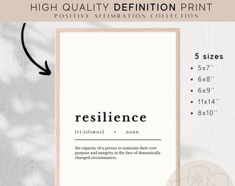 Resilience Definition Print, Positive Affirmation (Digital Download)