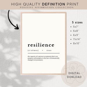 Resilience Definition sign, Resilience definition print, Download definition, Resilience print quote, Resilience poster, resilience