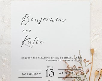Minimalist Wedding Invitation Template, 100% editable