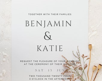 Minimalist Wedding Invitation Template, 100% editable