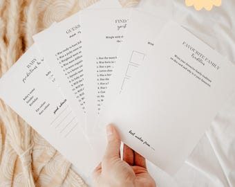 Minimalist Baby Shower Games | 22 Editable Baby Shower Games Bundle | Printable Pink Baby Shower Game Pack | Instant Download