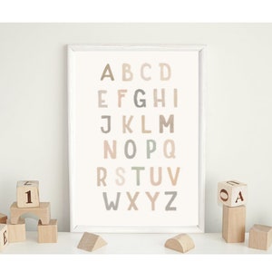 Alphabet Poster Printable Wall Art ABC Poster Neutral Alphabet Print Kids Wall Art Boho Nursery Decor Playroom Wall Art Digital Print Boho