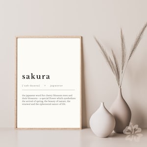 Sakura Definition sign, Sakura definition print, Download definition Japanese Print, Japanese Sakura poster, Japanese gift