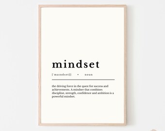 Mindset Definition Print, Minimalist Wall Art (Digital Download)