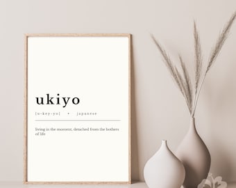 Ukiyo Definition sign, Ukiyo definition print, Download definition, Japanese print, Japanese poster, Japanese quotes