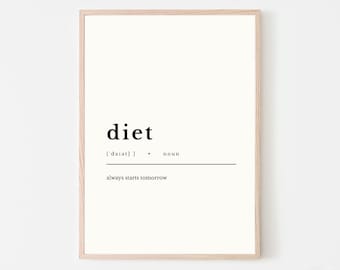Diet Definition Print, Minimalist Wall Art (Digital Download)