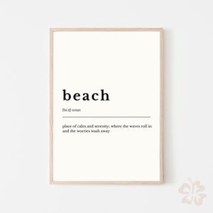 Beach Definition sign, Beach definition print, Download definition, Dictionary print, modern home definition, home gifts, Bedroom poster