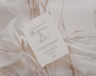 Wedding Invitation SAMPLE – Handmade Cotton Paper with Deckled Edge