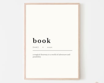 Book Definition Print, Minimalist Dictionary Art (Digital Download)