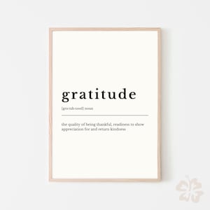 Gratitude Definition sign, Gratitude definition print, Download definition, Dictionary print, modern home definition, Bedroom poster