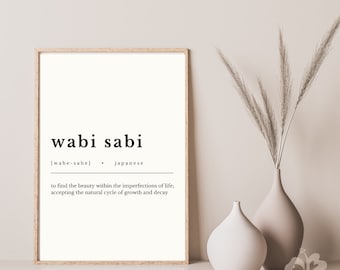 Wydruk z definicją Wabi Sabi, wystrój japoński (pobieranie cyfrowe)