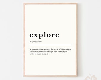 Explore Definition sign, Explore definition print, Download definition, Dictionary print, modern home definition, home gifts, Bedroom poster