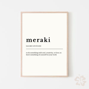 Meraki Definition sign, Meraki definition print, Download definition, Dictionary print, modern home definition, home gifts, Bedroom poster