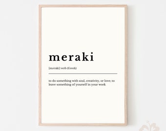 Meraki Definition Print, Modern Home Decor (Digital Download)