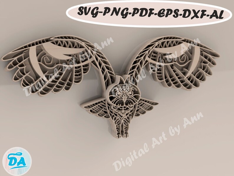Download Cricut File For Laser Cutter Svg Multilayer Model Laser Cut 3d Owl Multilayer Owl Mandala Home Decor Wall Art Clip Art Art Collectibles