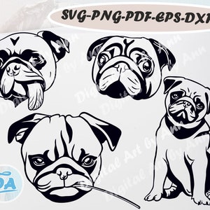 Pug svg Pug Cut Files for Silhouette Cameo Cricut | Etsy