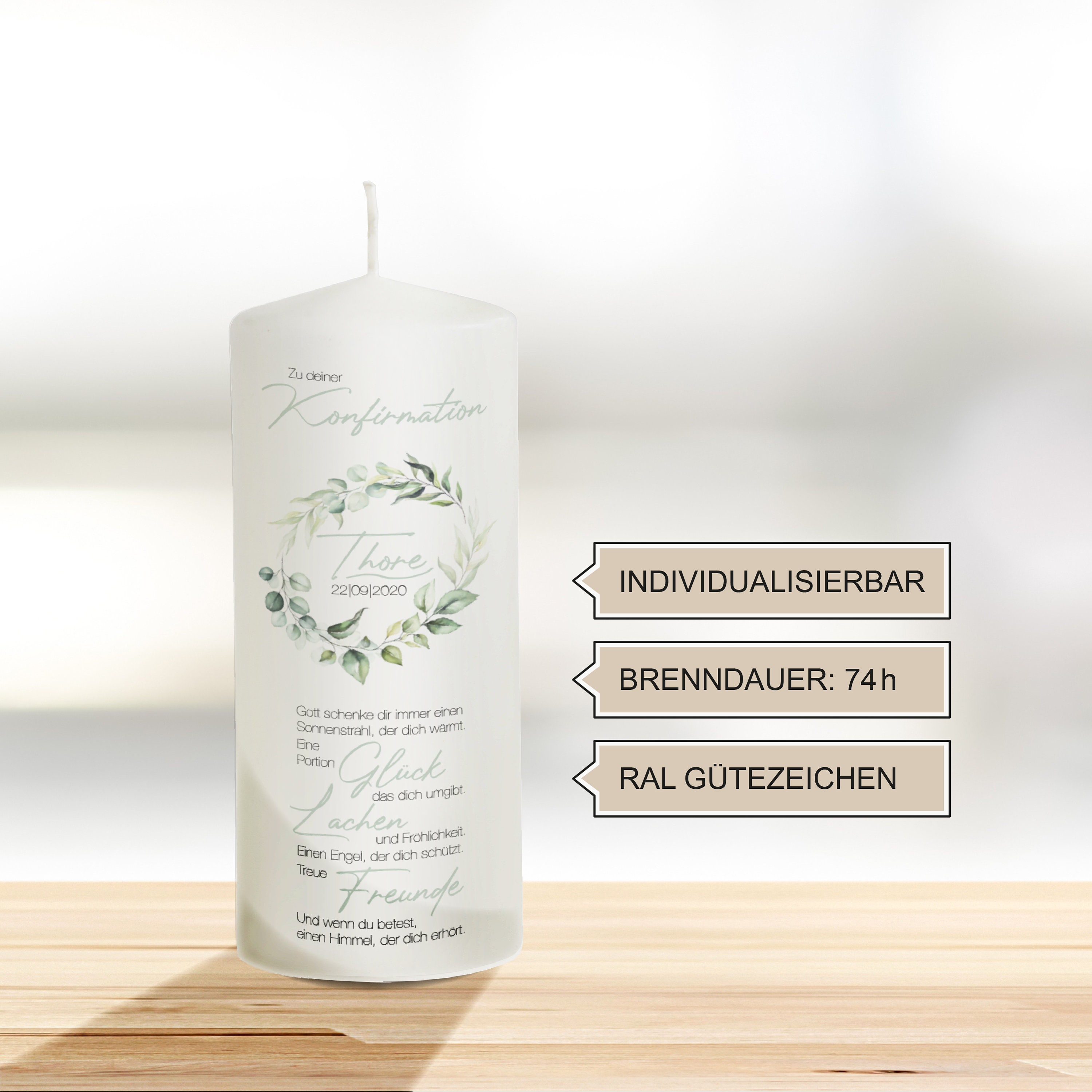 Konfirmationskerze / Kommunionkerze mit Namen und Datum inkl. Etsy