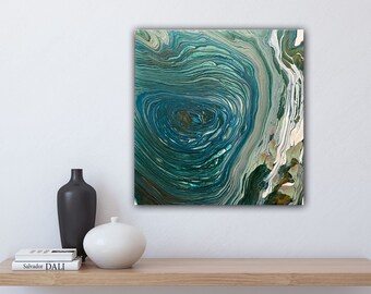 Dive deep” | 12x12 ocean paint pour artwork