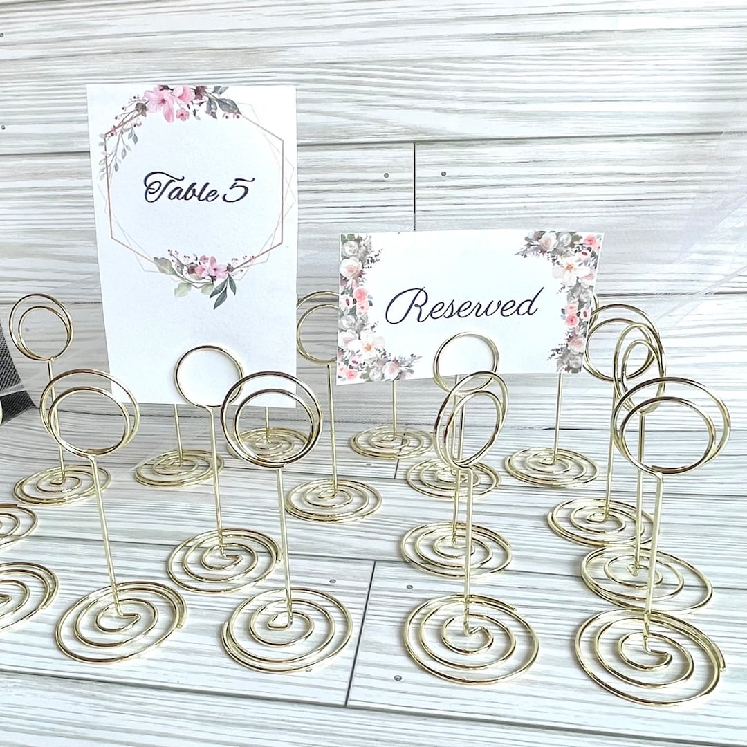 17pc Gold Circle Place Card Holders Table Numbers Stands Etsy