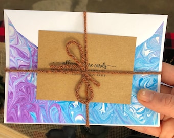 4-pack of custom hand-marbled stationery