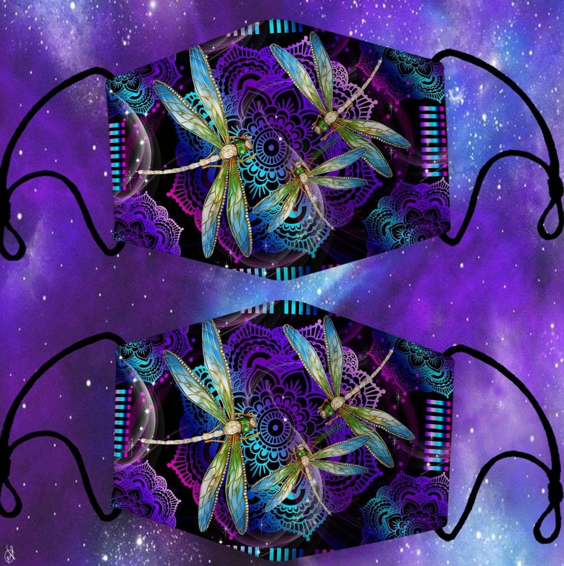 Download Dragon fly Flower Hippie Peace Animal 3 Layer Face ...