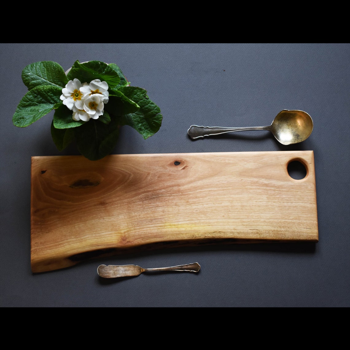 Large massive walnut cutting board with hollowed hanger. | Etsy