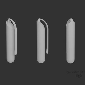 May include: Three gray pens with a clip on the side. The pens are all in different positions, showing the different angles of the pen.