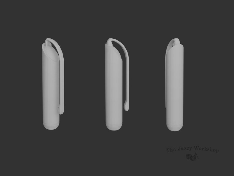 May include: Three gray pens with a clip on the side. The pens are all in different positions, showing the different angles of the pen.