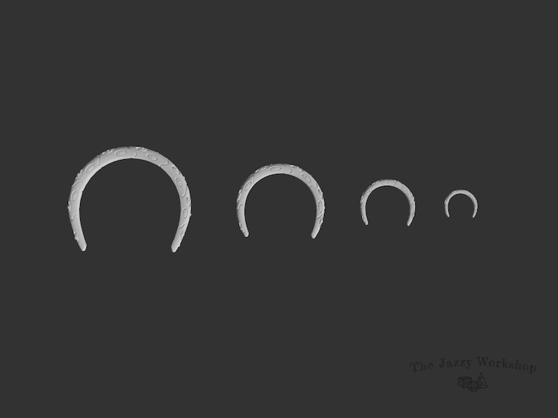 May include: Four silver-colored metal hoops of different sizes. The largest hoop has a textured surface.