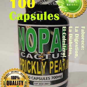 Capsulas de Nopal, priclky pear capsules, cactus supplement 100 Capsules 700mg 100% Natural Organic