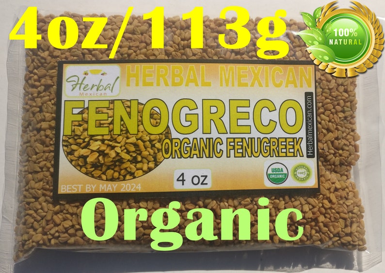 Fenogreco, Semillas de fenogreco, fenogreco Entero, Alholva Organic Fenugreek Seed Whole trigonella foenum 4oz image 1