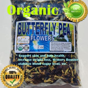 Butterfly pea tea, butterfly pea flower,  te de mariposa, organic butterfly pea 100% Natural Clitoria ternatea 2oz !!!