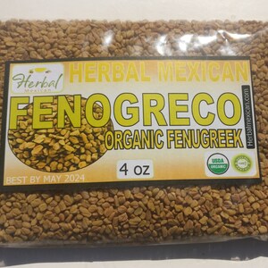 Fenogreco, Semillas de fenogreco, fenogreco Entero, Alholva Organic Fenugreek Seed Whole trigonella foenum 4oz image 3