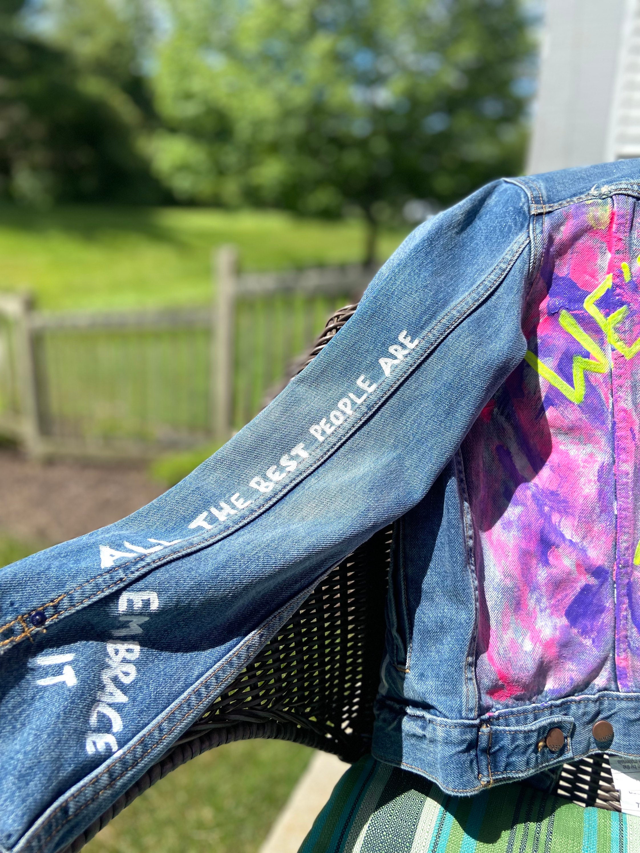 Purple/pink Hand Painted Denim Jacket Paint Splatter Design Original ...