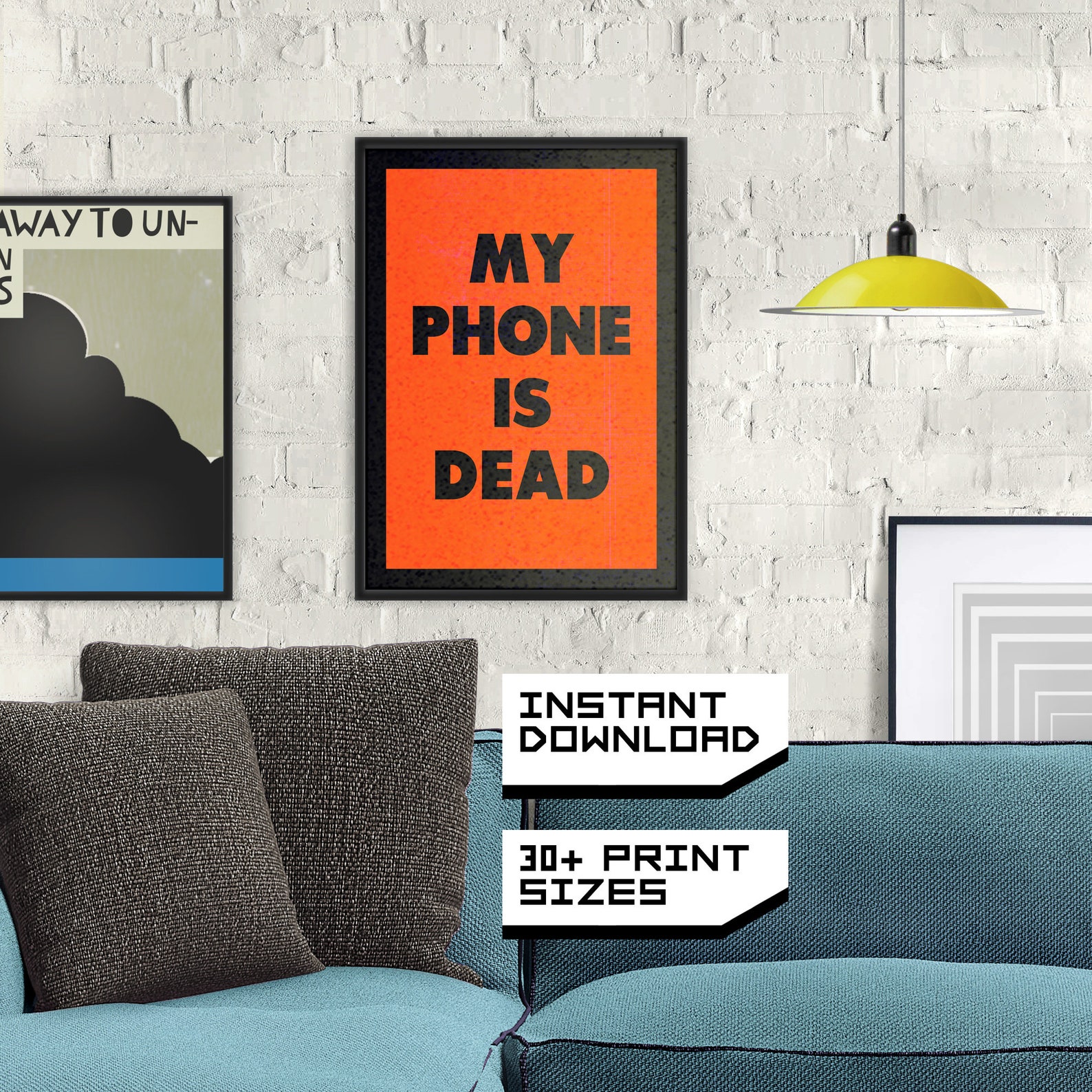 My Phone is Dead Poster Screenprint Poster Typography Art Etsy