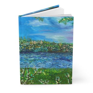 Oil Painting Hardcover Journal - Lake in a Forest, Notebook, Sketchbook, Artist Gift, Nature Diary, Writing Journal