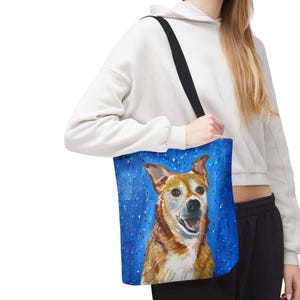 Vibrant Dog Art Tote Bag, Cute Pet Lover Gift, Handmade Animal Bag, Beach Day Accessory, Eco-Friendly Shopping Tote
