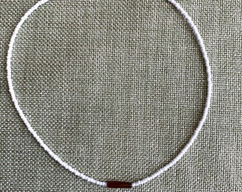 White with Tigers Eye Seed Bead Choker Necklace Bracelet Anklet Surfer Beach