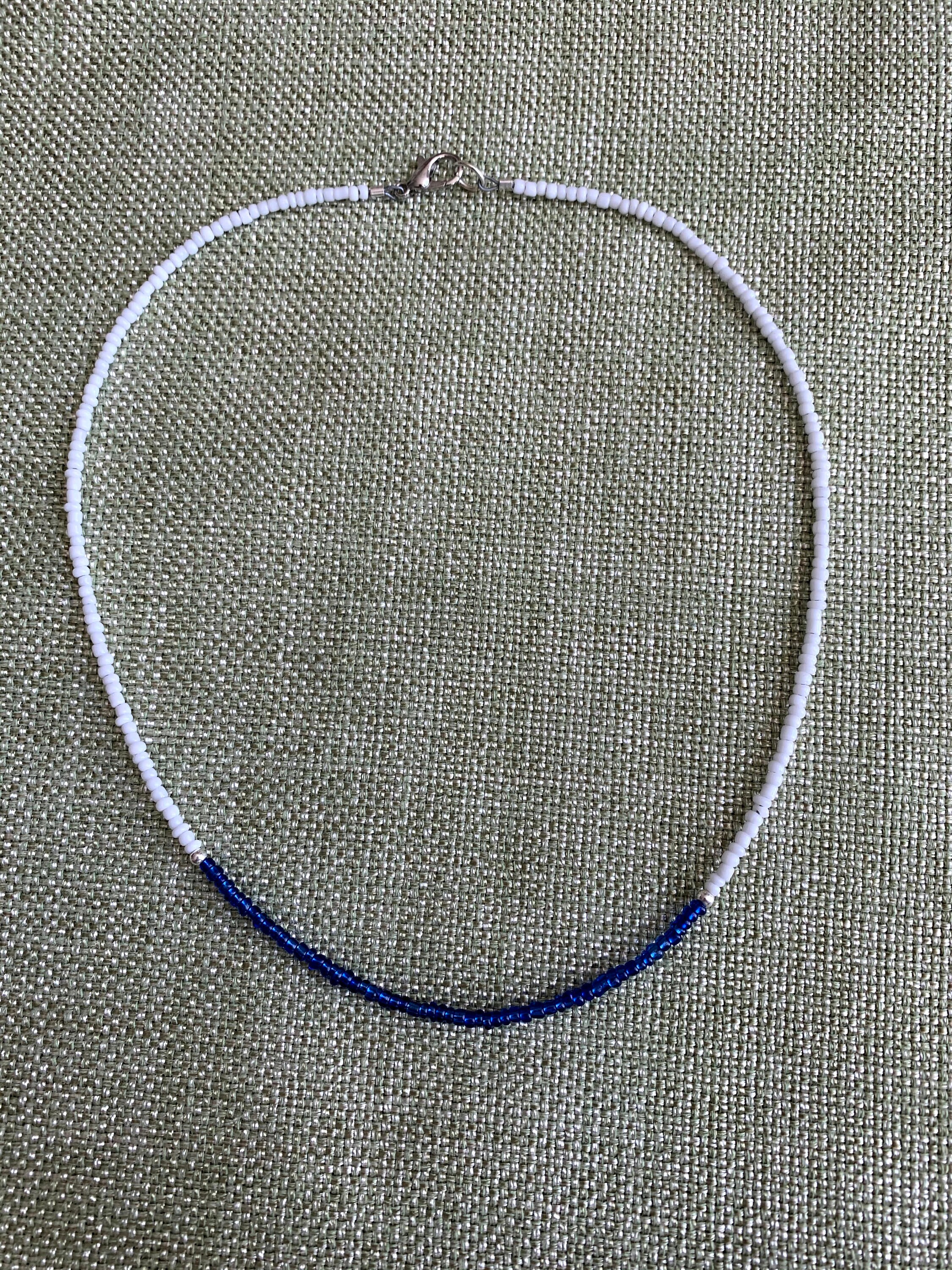 White with Tigers Eye Seed Bead Choker Necklace Bracelet Anklet Surfer Beach