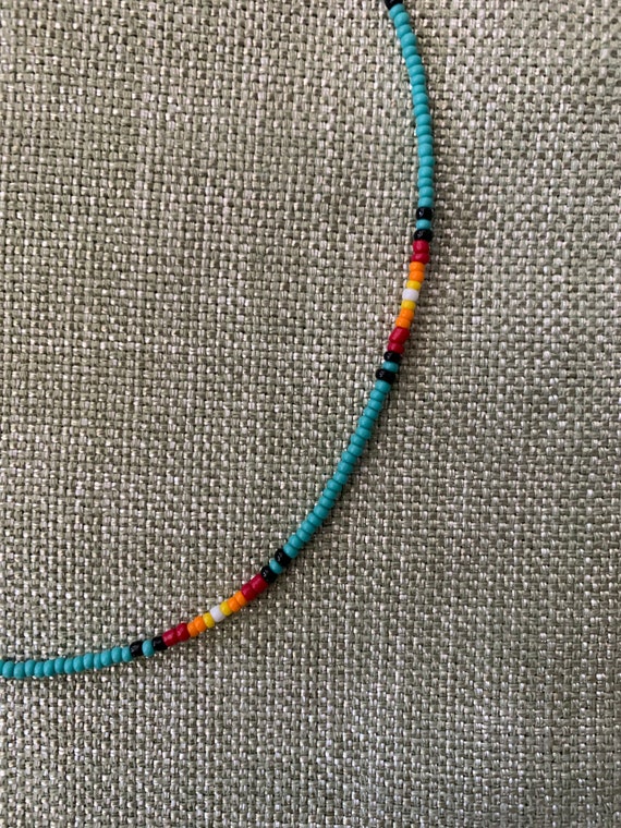 White with Tigers Eye Seed Bead Choker Necklace Bracelet Anklet Surfer Beach
