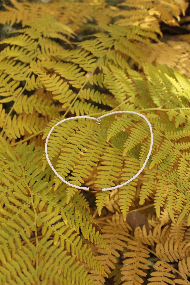 White with Tigers Eye Seed Bead Choker Necklace Bracelet Anklet Surfer Beach