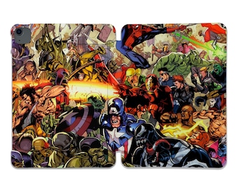 Funda para iPad de los Vengadores con diseño de cómic, cubierta protectora de plástico rígido.