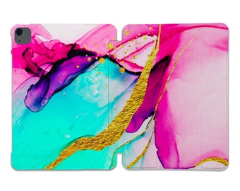 Pink Marble iPad Case with Gold Accents