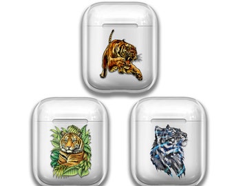 Tiger AirPods 3-hoesje AirPods-hoes Dierenhoofdtelefoon Siliconen Air Pods Pro-houder TPU