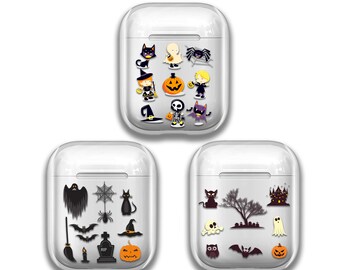 Halloween AirPods Case: Clear Pumpkin, Bat Design, Silicone Cover