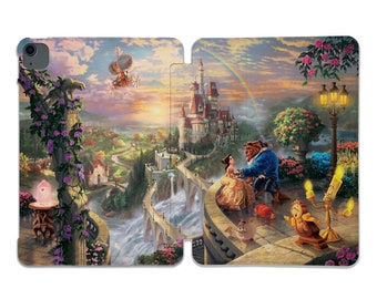 Disney 2021 case Beauty and The Beast iPad 9.7"/10.2"/10.5"/11 case Castle iPad Air 3 4 5 case Princess iPad mini 5 case